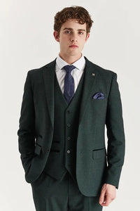 Regent - Men's Green 3 Piece Prince Of Wales Checked Suit