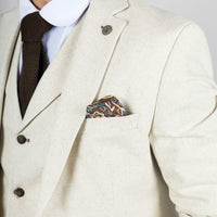 TP-21 Men's Beige 3-Piece Linen Summer Wedding Suit