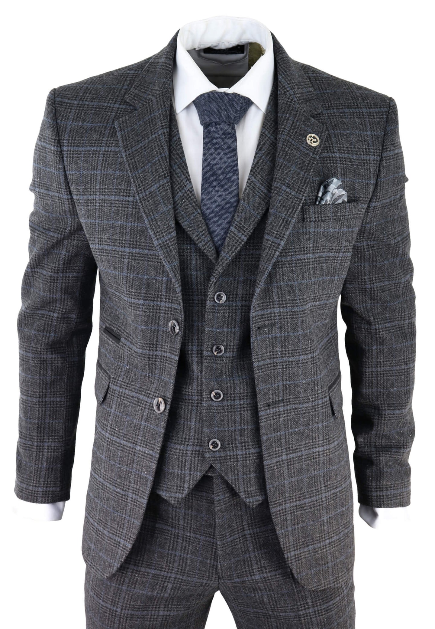 Men's Grey Tartan Check 3 Piece Suit