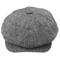 8 Panel Baker Boy Cap Shelby Hat Wool Tweed Classic Grey Razor