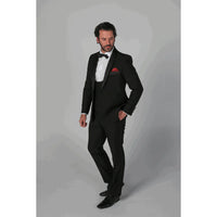 Ford Men's Black 3-Piece Classic Tuxedo Suit with Satin Lapels