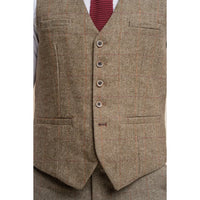 Gaston - Men's Tweed Olive Check Waistcoat