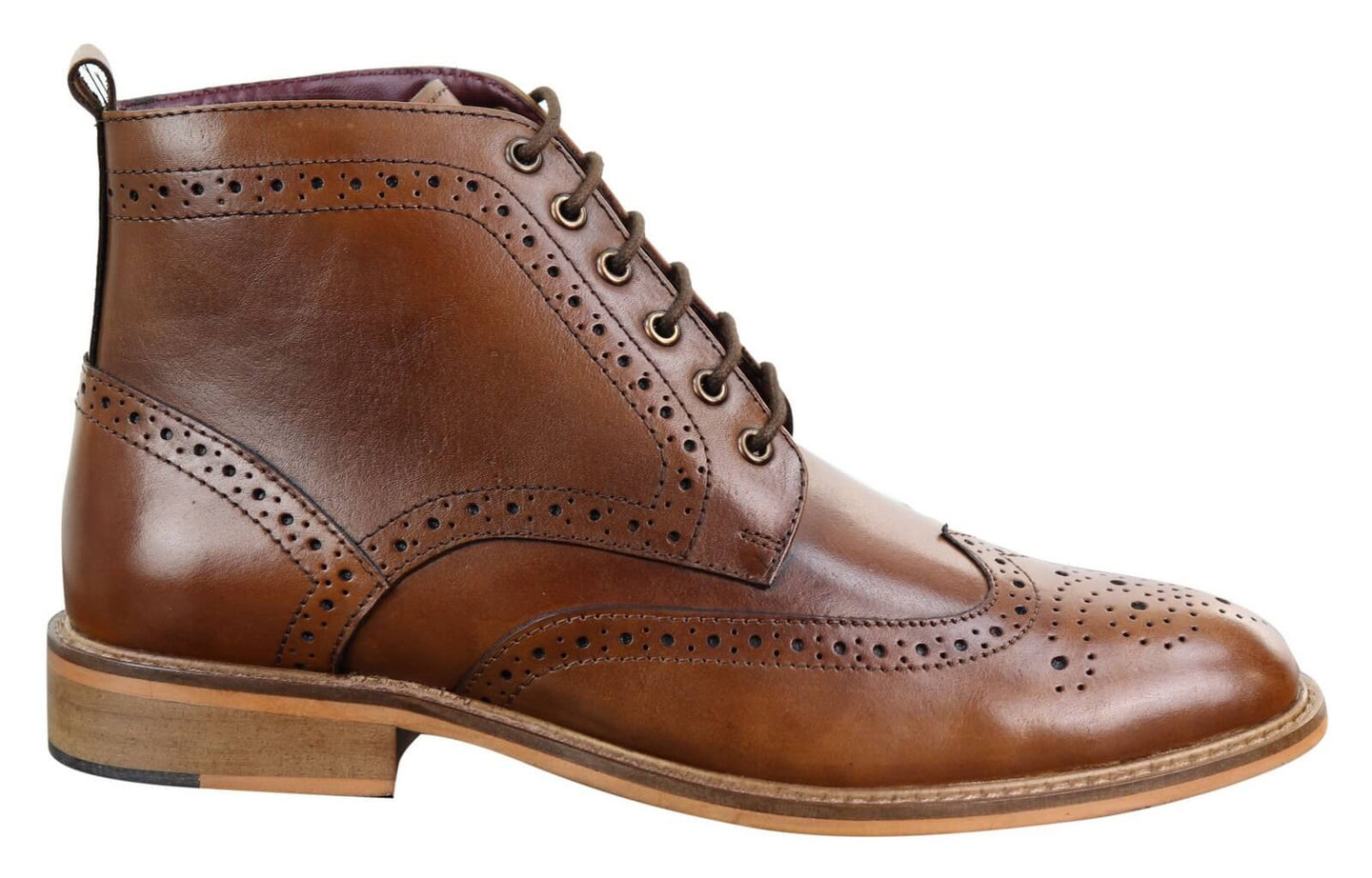 Mens Brogue Ankle Boots  Tan