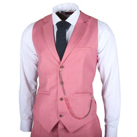 James Men's 3-Piece Pink Tailored Fit Suit