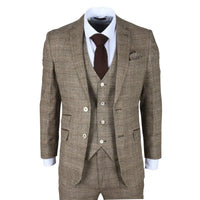 Liam - Men's 3 Piece Brown Checked Suit