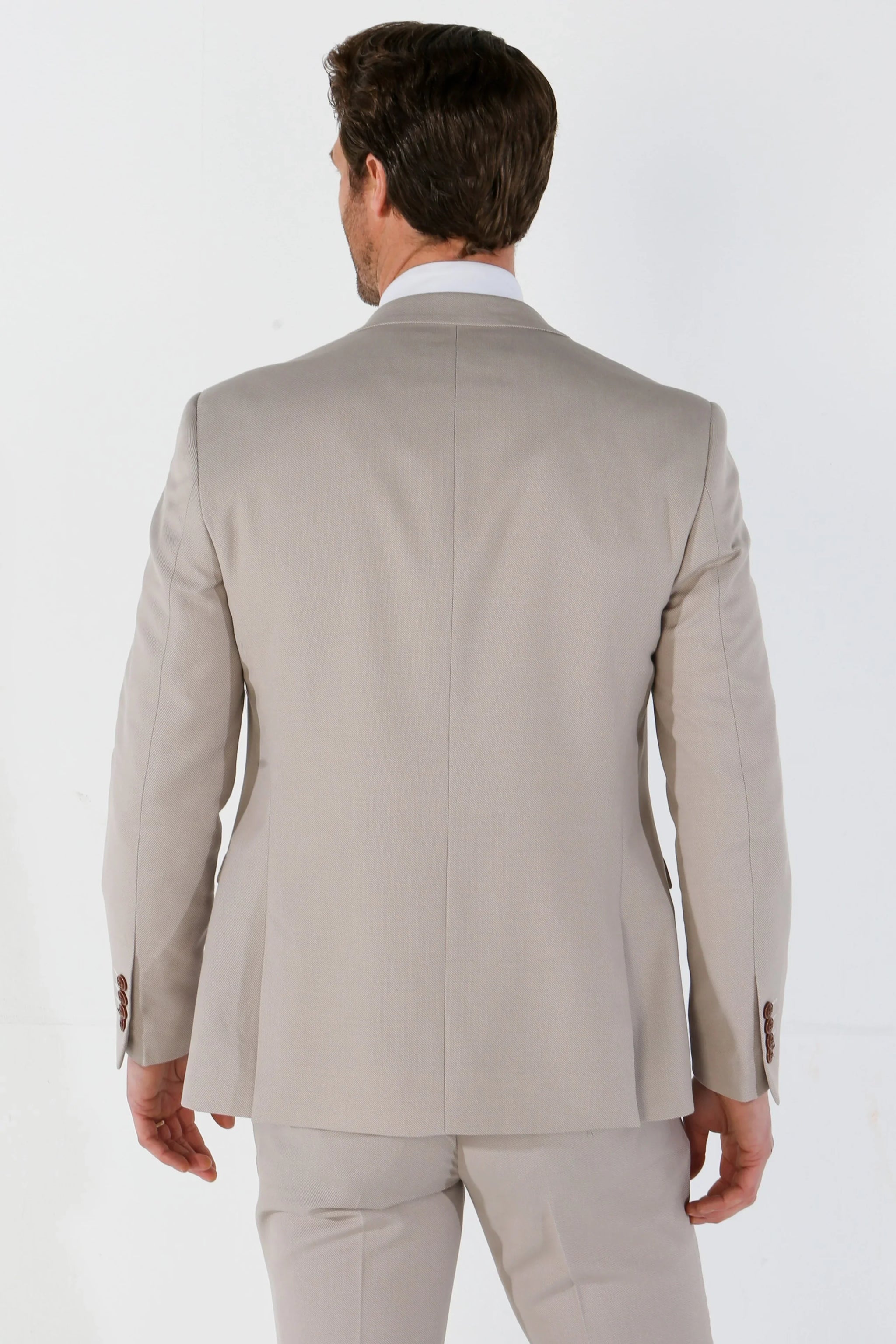 Mayfair - Men's 3 Peice Beige Birdseye Wedding Suit
