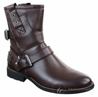Mens Zip Punk Rock Goth Emo Ankle Boots Brown Black Leather Buckle