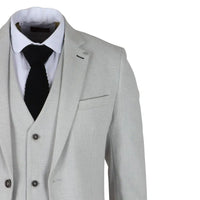 Miller - Men's Grey Checked Plaid Tailored Fit 3 Piece Suit