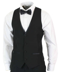 Paul Andrew Regent Black - Mens 3 Piece Black Classic Satin Tuxedo Dinner Suit Tailored Fit Wedding Prom