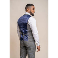 Power - Men's Grey Check Slim Fit Waistcoat