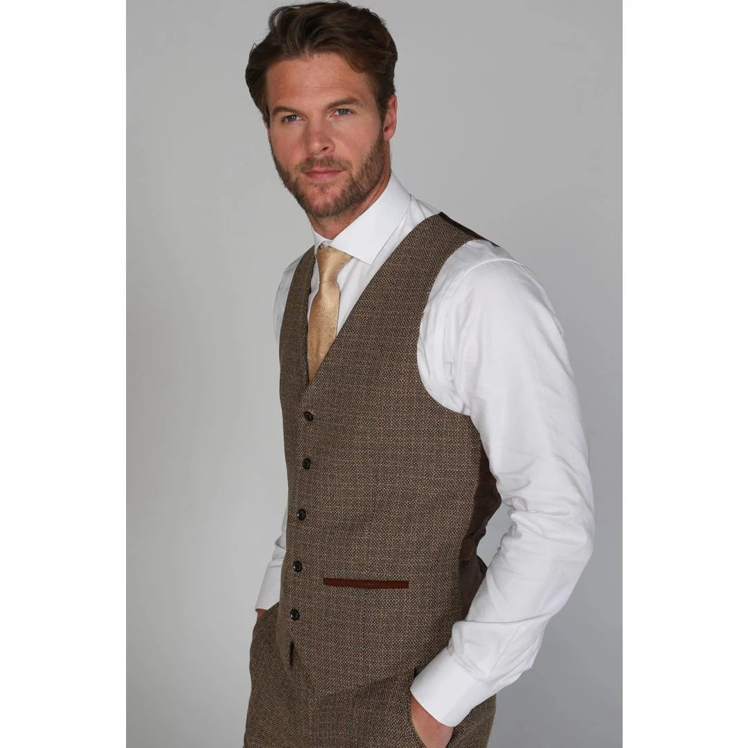 Ralph - Men's Tweed Brown Waistcoat
