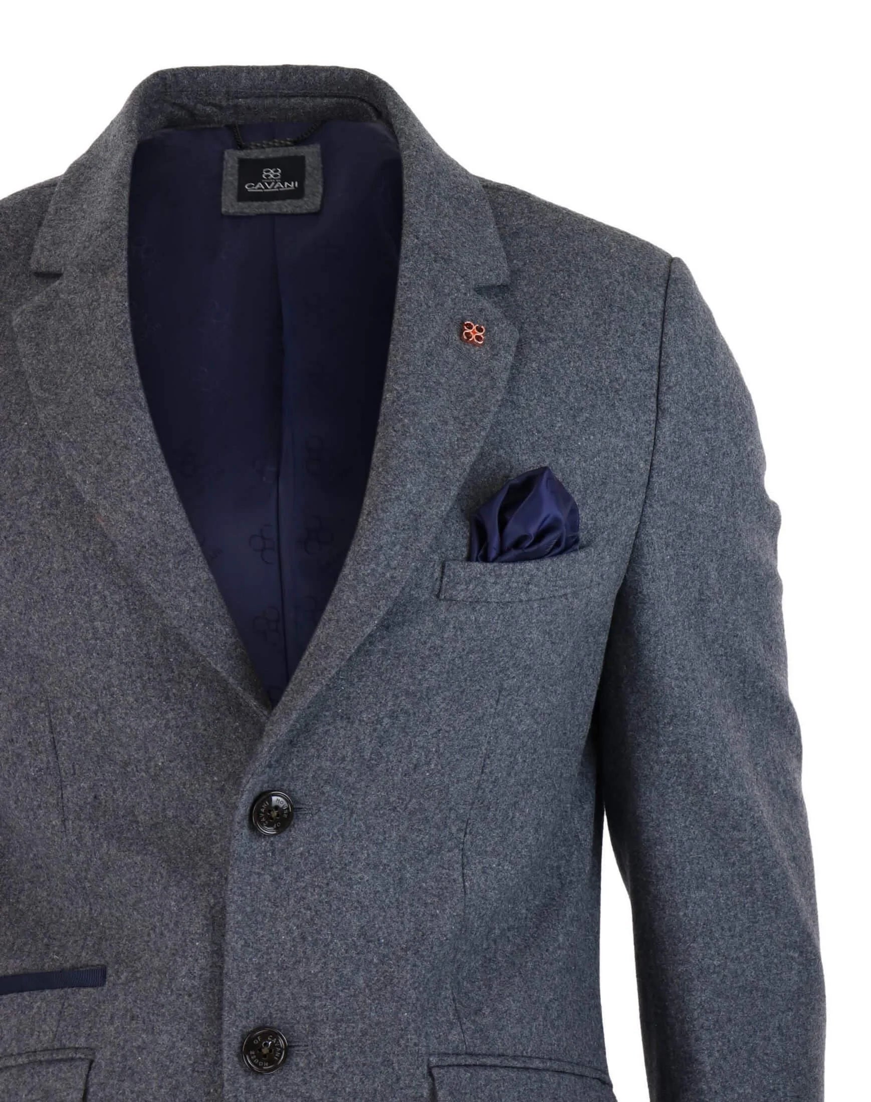 Cavani Mens Classic 3/4 Length Grey Overcoat