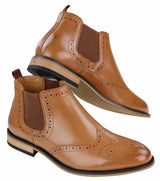 Men's Slip-On Brogue Boots