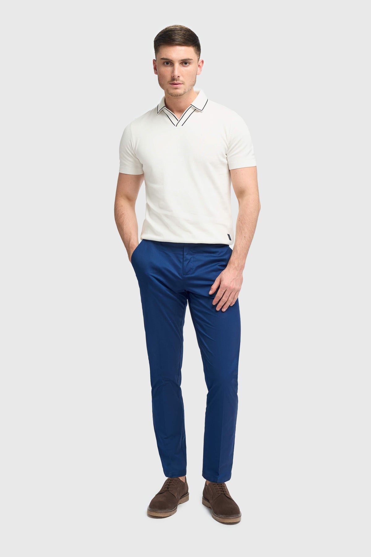 Mario - Pánské letní modré elegantní kalhoty