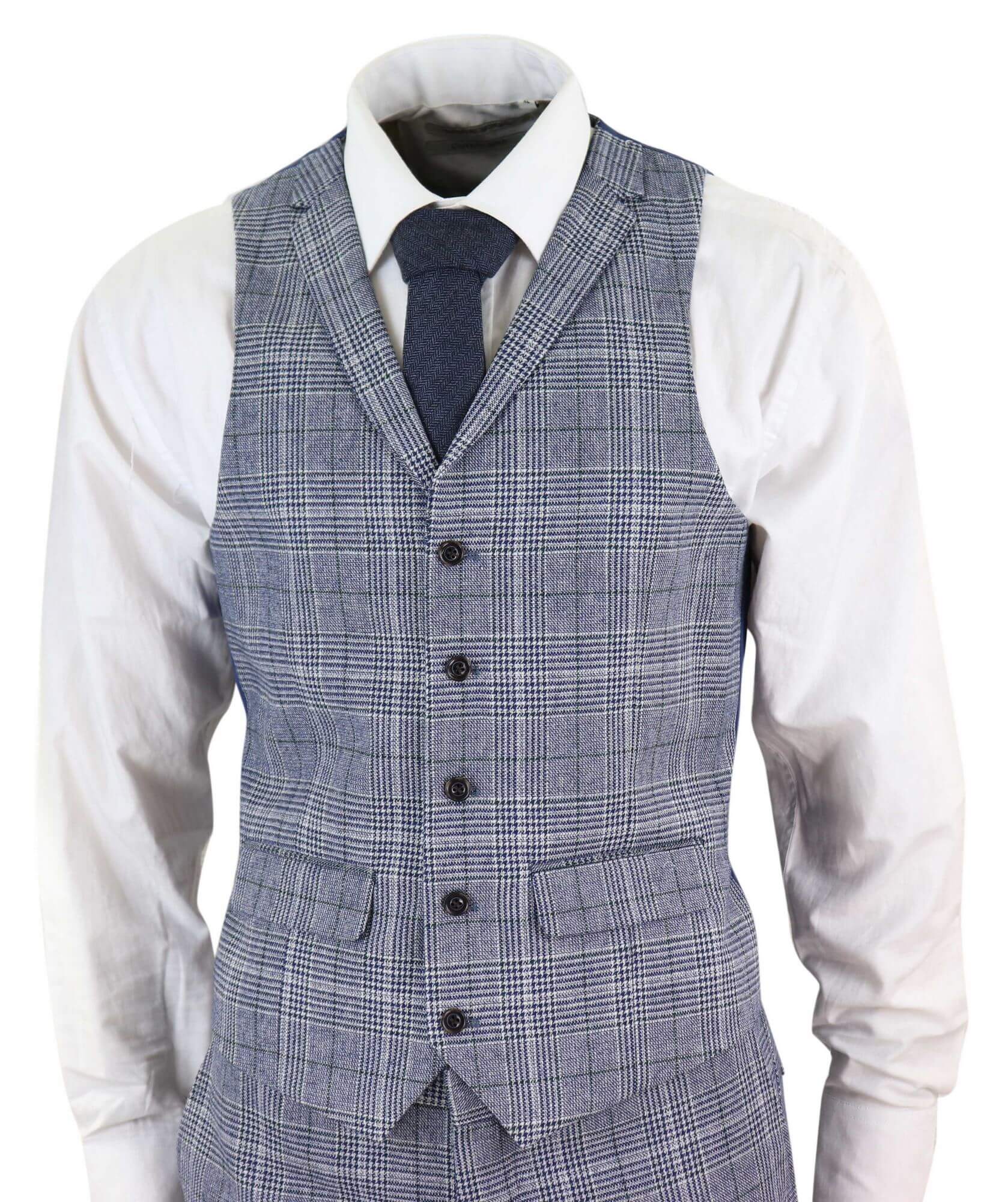 Harry Brown - Men's Grey-Blue Prince of Whales 3 Piece Suit