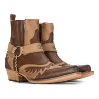 Mens Western Brown Cowboy Boots Vintage Pointed Knight Ankle Country Boot Riding Real Leather