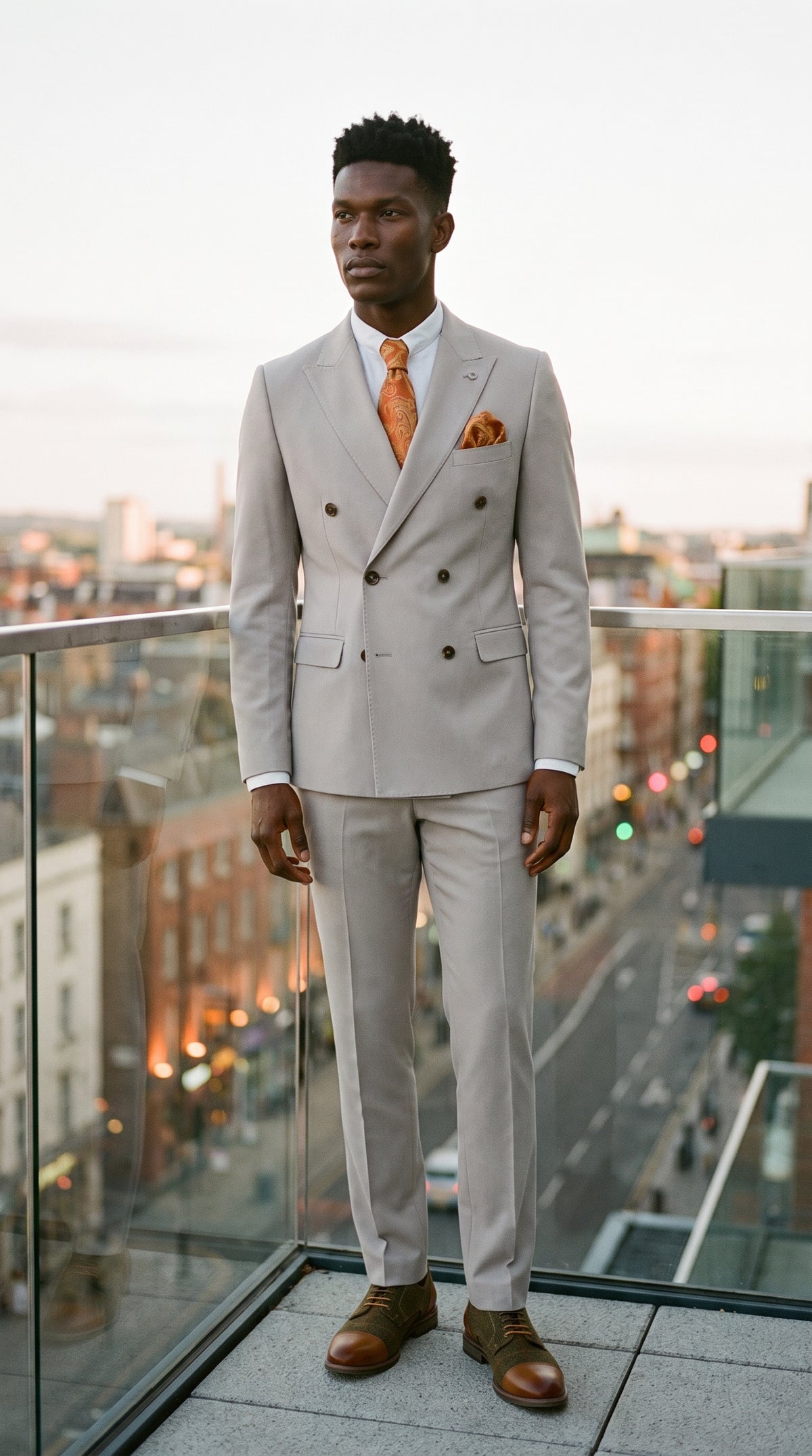 Look #660 styled with Mayfair - Pánský dvoudílný kostým s dvojitým ramínkem v barvě kamene