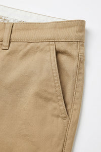 Pánské khaki chino kalhoty z letního materiálu Tencel z lněné směsi
