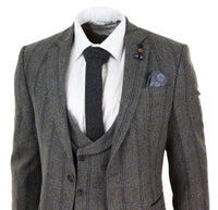 Grey Check 3 Piece Tweed Suit