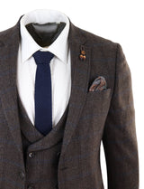 Brown Check 3 Piece Tweed Suit