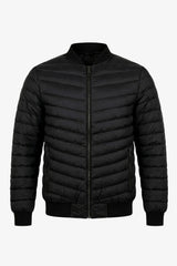 Pánská černá prošívaná lehká bomber bunda na zip s prošíváním