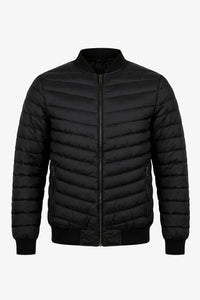 Pánská černá prošívaná lehká bomber bunda na zip s prošíváním