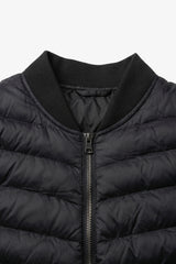 Pánská černá prošívaná lehká bomber bunda na zip s prošíváním