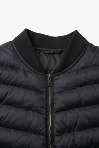 Pánská černá prošívaná lehká bomber bunda na zip s prošíváním