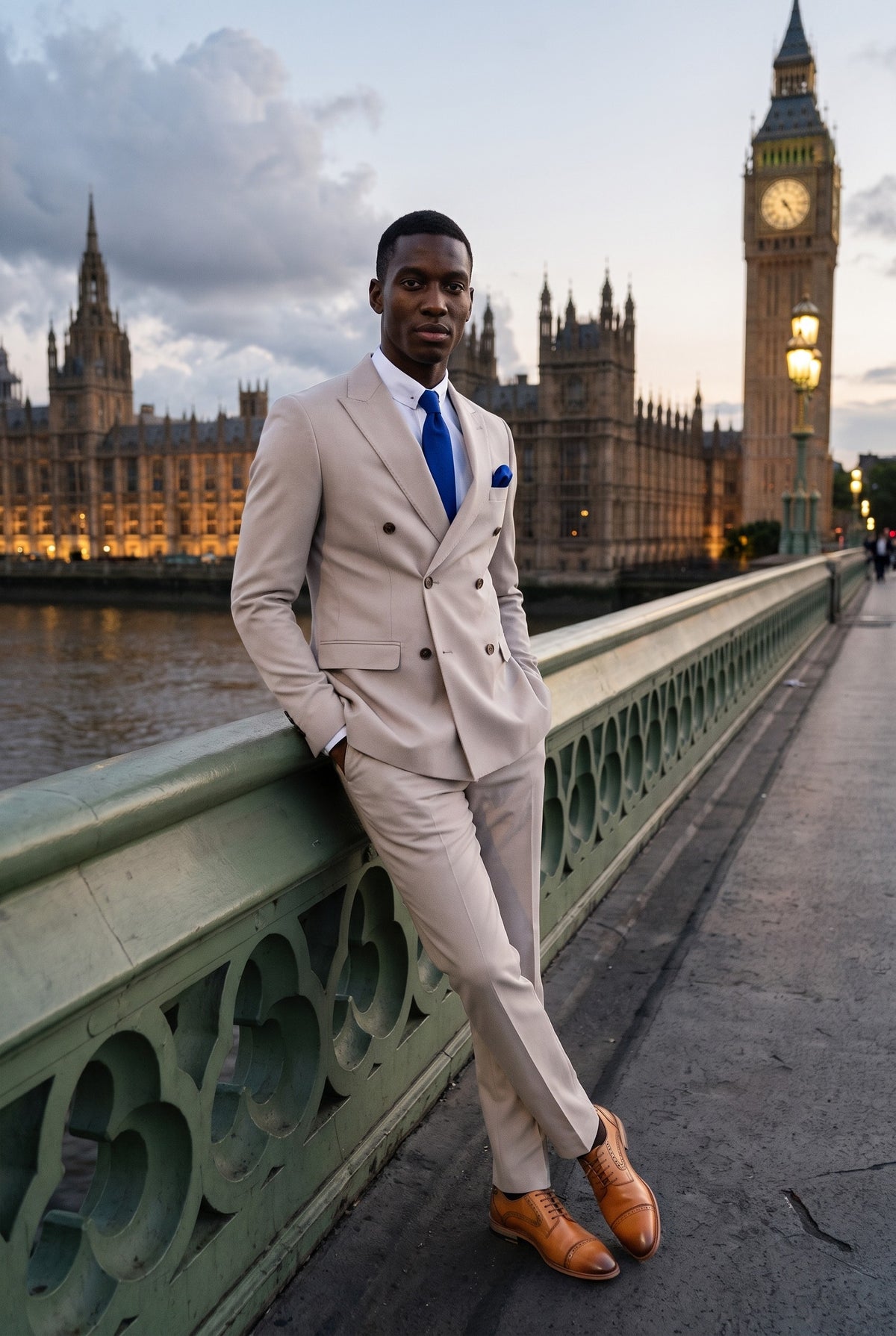 Look #658 styled with Mayfair - Pánský dvoudílný kostým s dvojitým ramínkem v barvě kamene