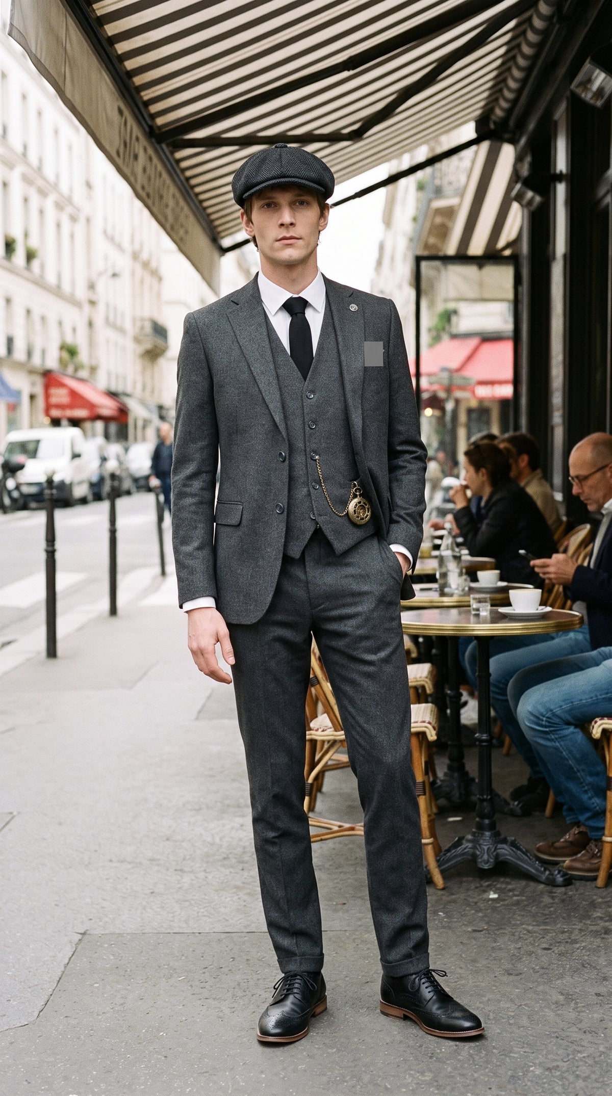 Look #831 styled with Pánský šedý vlněný oblek