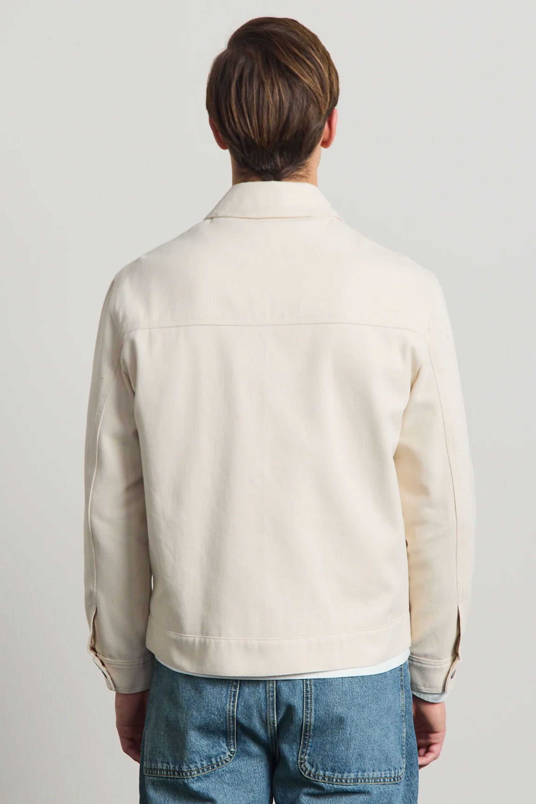 Pánská béžová bavlněná keprová bunda - overshirt trucker