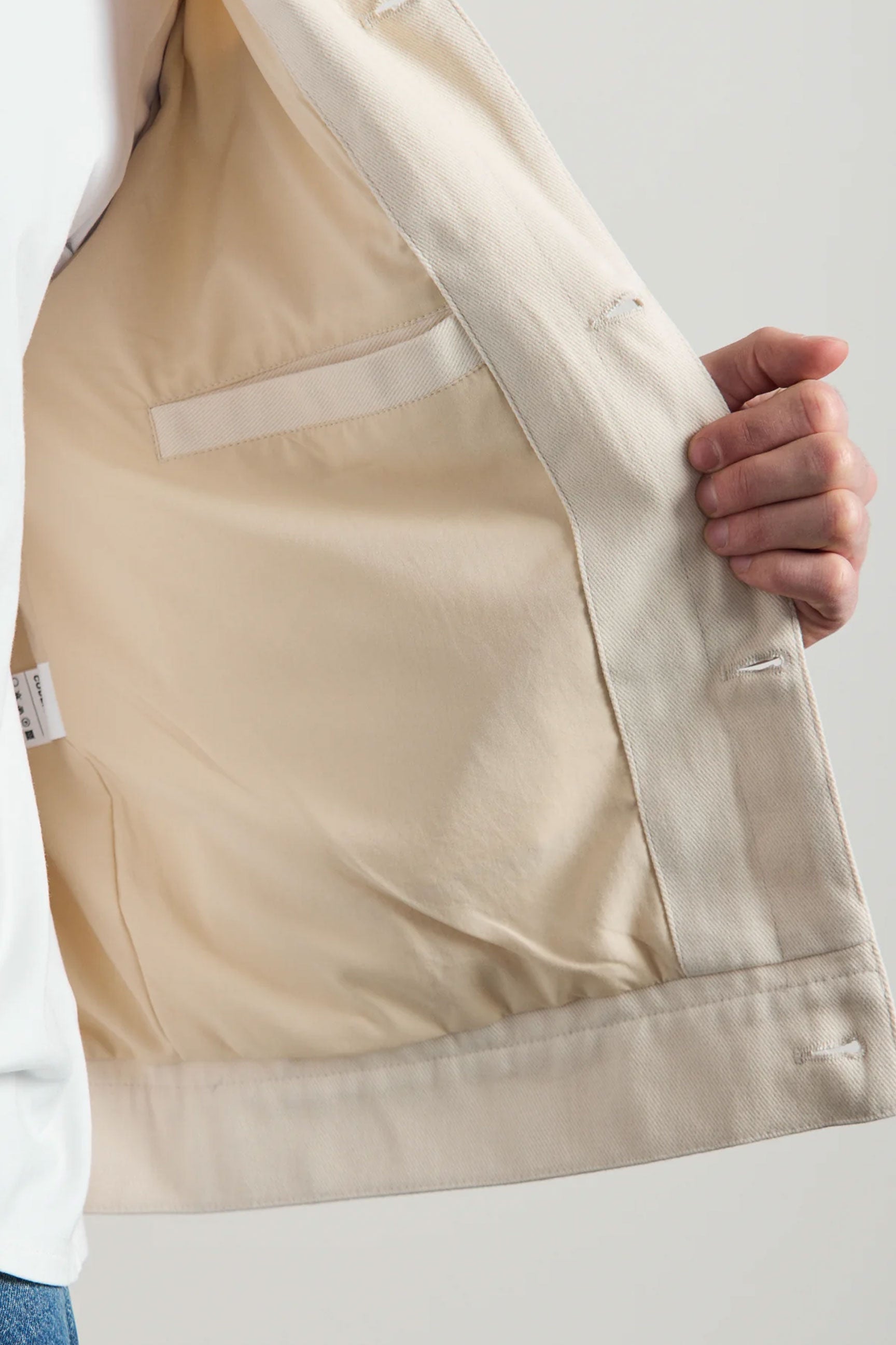 Pánská béžová bavlněná keprová bunda - overshirt trucker