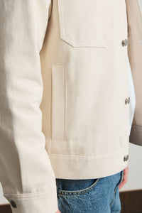 Pánská béžová bavlněná keprová bunda - overshirt trucker