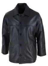 Men Mid Black Length Classic Leather Coat