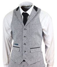 Men's 3 Piece Suit - Grey with Black Detailing