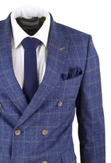 Blue Check Double Breasted 2 Piece Suit