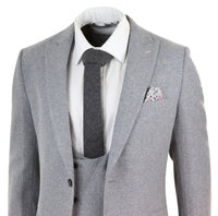 Men's Grey 3 Piece Wool Suit