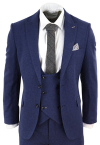 Men's Navy-Blue 3 Piece Wool Suit