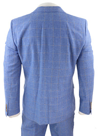 Men's Light Blue Linen 3 Piece Suit