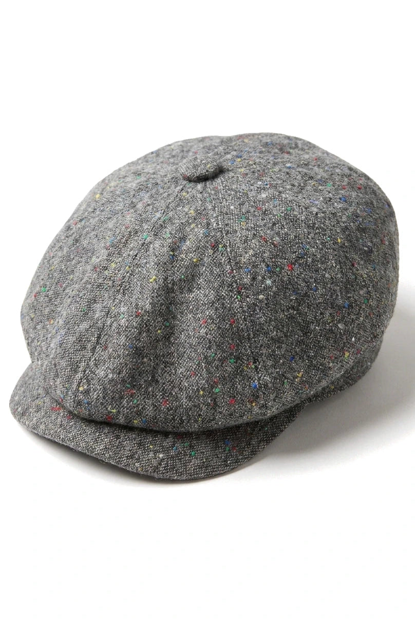 8panelová čepice Baker Boy Shelby Hat z vlněného tvídu, klasická šedá břitva