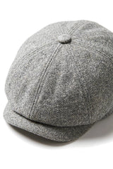 8panelová čepice Baker Boy Shelby Hat z vlněného tvídu, klasická světle šedá břitva
