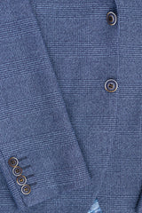 Pánský třídílný oblek s modrým kostkovaným vzorem prince z Walesu AK-09