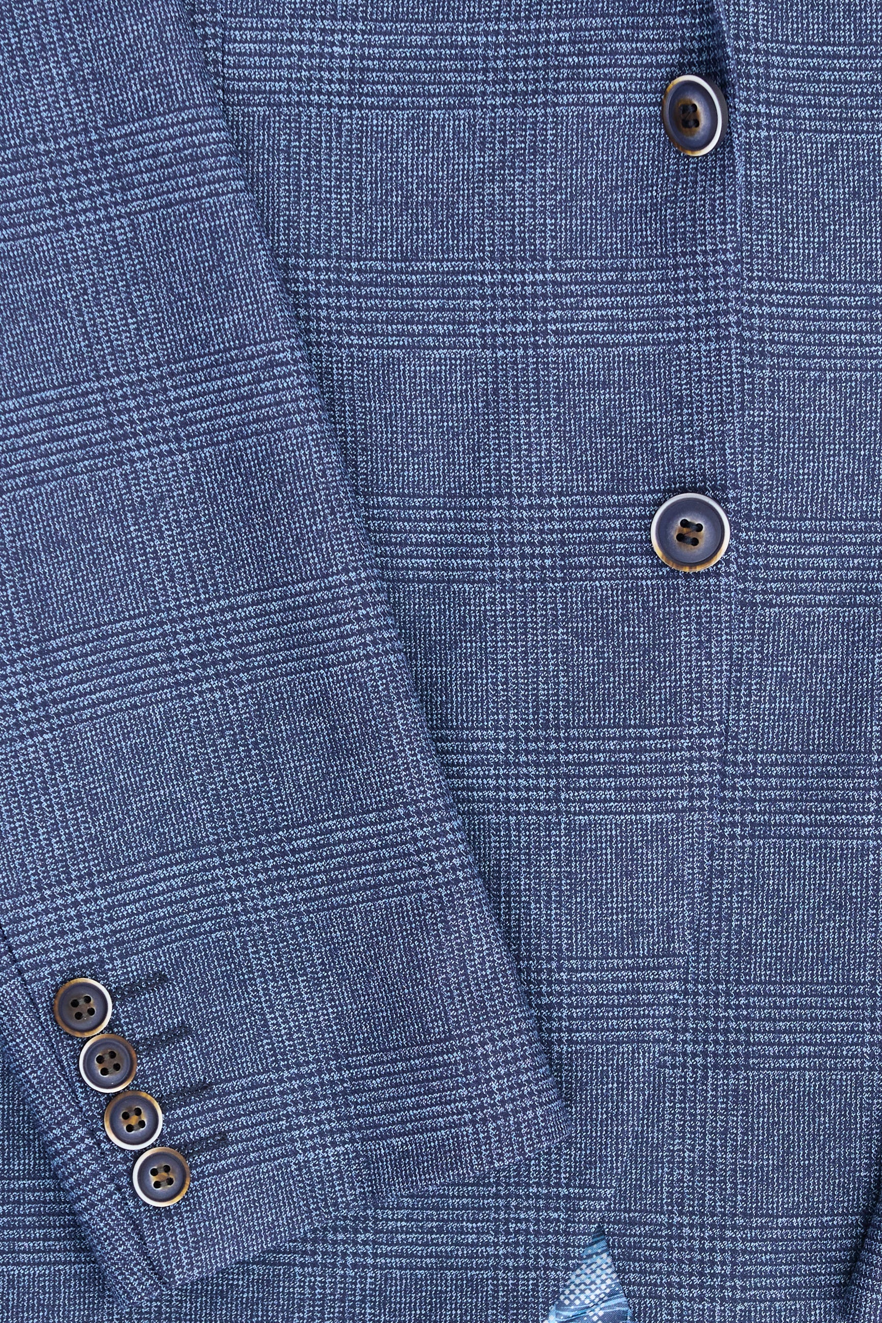 Pánský třídílný oblek s modrým kostkovaným vzorem prince z Walesu AK-09