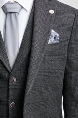 Pánský černý třídílný oblek Glen Check