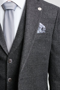 Pánský černý třídílný oblek Glen Check