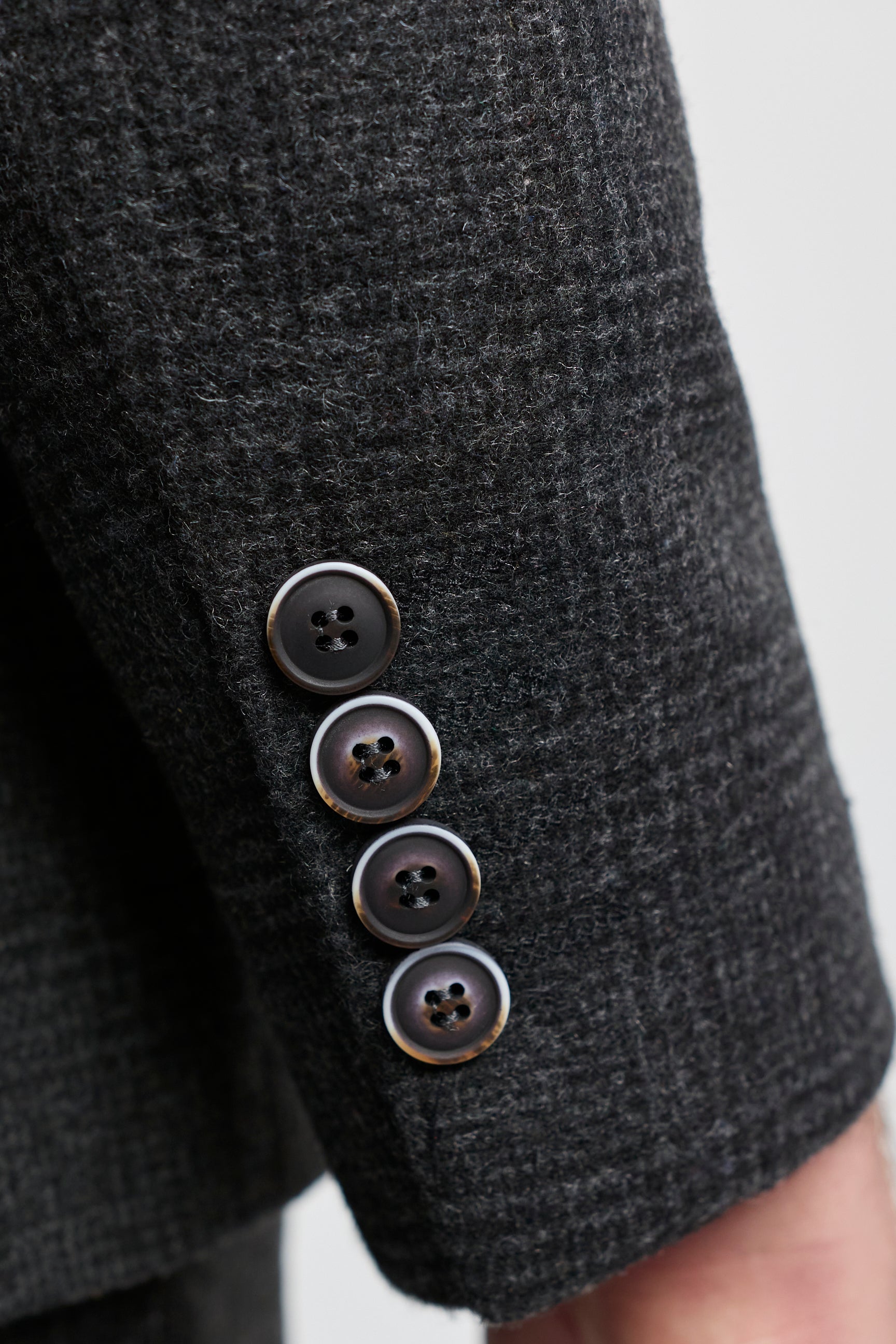 Pánský černý třídílný oblek Glen Check