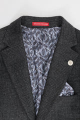 Pánský černý třídílný oblek Glen Check