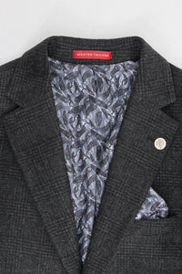 Pánský černý třídílný oblek Glen Check