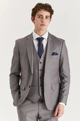 Edward - Men's Grey 3 Piece Stitch Lapel Classic Suit