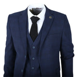 IM10 - Men's 3 Piece Navy Blue Check Suit